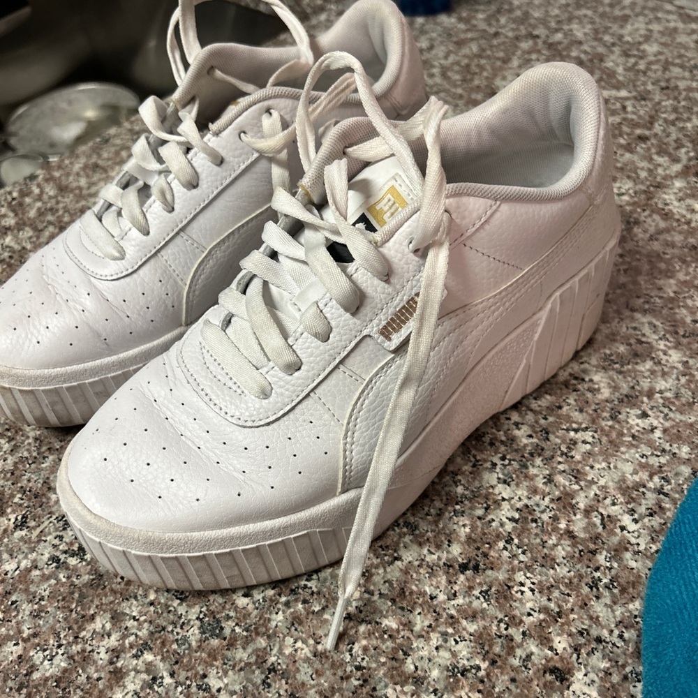 Puma Cali  wedge White Sneakers Classic Design Leather Upper